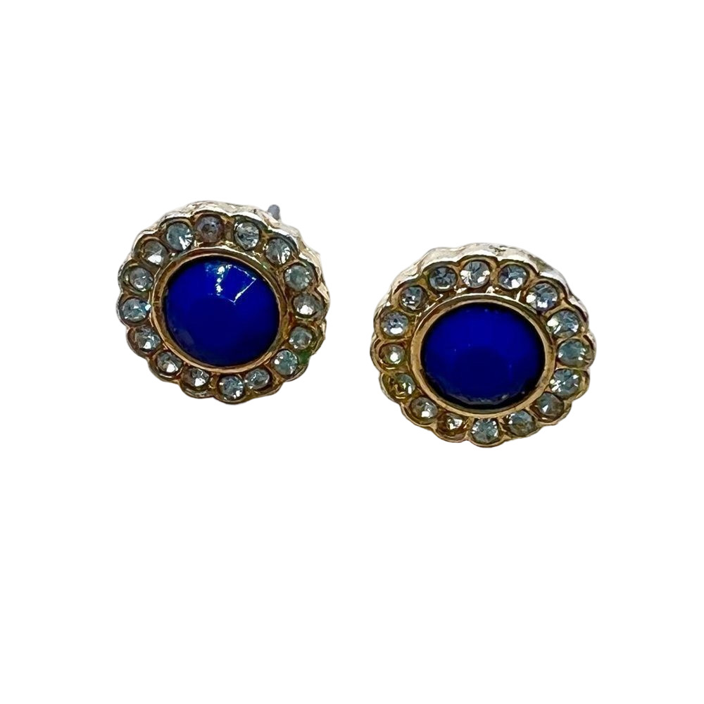 ๐ญ6/$30 Royalย blue rhinestone studded smallโcircle post earrings